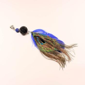 Kettenanhänger Pfauenfelder blau Strassperle schwarz